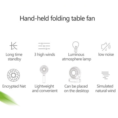 S2 Portable Foldable Handheld Electric Fan, with 3 Speed Control & Night Light (Pink) - Consumer Electronics by buy2fix | Online Shopping UK | buy2fix