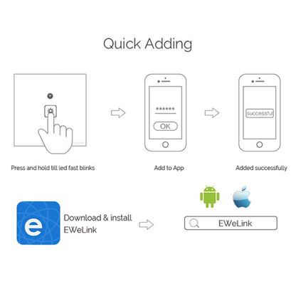 WS-EU-01 EWeLink APP & Touch Control 2A 1 Gang Tempered Glass Panel Smart Wall Switch, AC 90V-250V, EU Plug - Consumer Electronics by buy2fix | Online Shopping UK | buy2fix