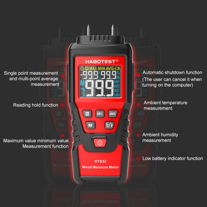 HABOTEST HT632 Portable Multifunctional Digital Display Wood Moisture Detector - PH & Moisture Meter by HABOTEST | Online Shopping UK | buy2fix