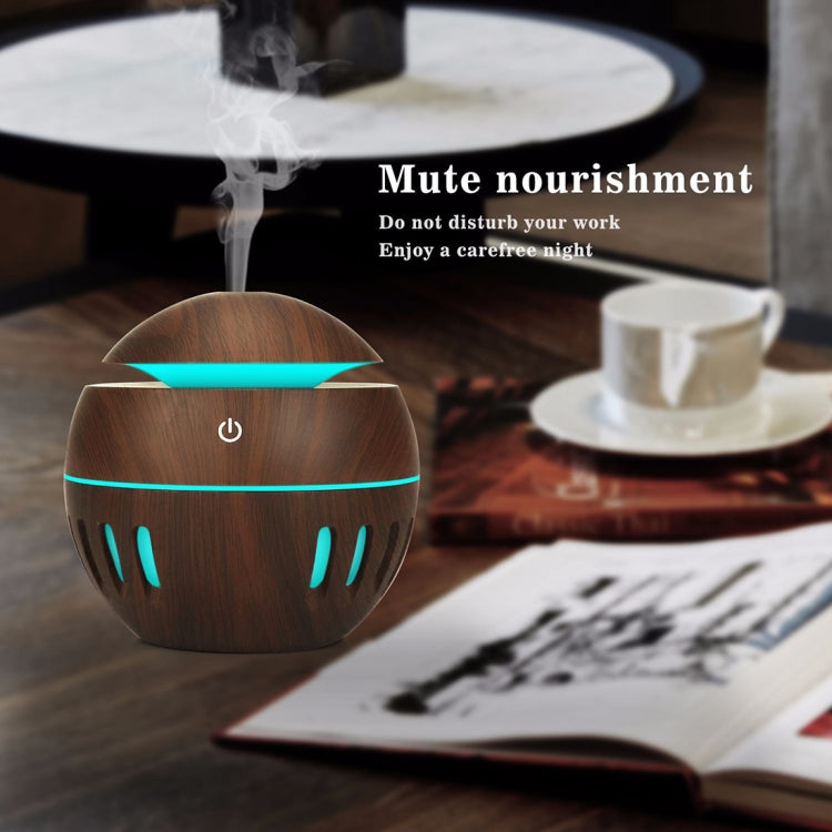 Wood Grain USB Hollowed-out Humidifier Seven Color Aromatherapy Lamp Automatic Alcohol Sprayer with Remote Control(Green) - Home & Garden by buy2fix | Online Shopping UK | buy2fix