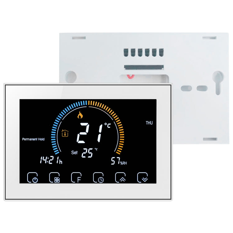 BHT-8000-GALW Control Water Heating Energy-saving and Environmentally-friendly Smart Home Negative Display LCD Screen Round Room Thermostat with WiFi(White) - Consumer Electronics by buy2fix | Online Shopping UK | buy2fix