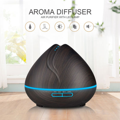 Peach Shape Wood Grain Remote Control Ultrasonic Humidifier Aromatherapy Machine Automatic Alcohol Sprayer with LED Lights, Capacity: 400mL, AU Plug (Dark Wood Color) - Home & Garden by buy2fix | Online Shopping UK | buy2fix