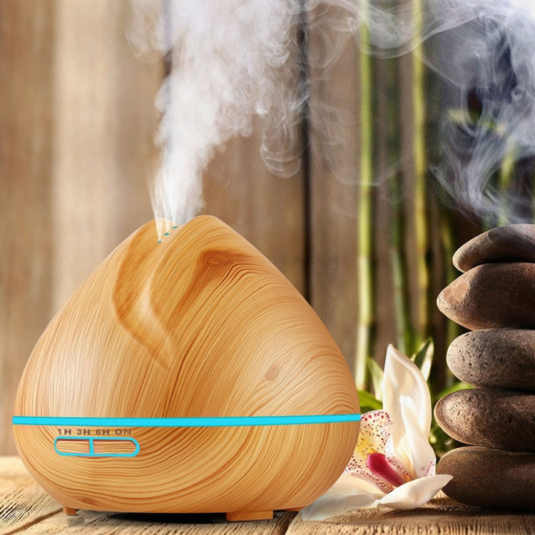 Peach Shape Wood Grain Remote Control Ultrasonic Humidifier Aromatherapy Machine Automatic Alcohol Sprayer with LED Lights, Capacity: 400mL, AU Plug (Dark Wood Color) - Home & Garden by buy2fix | Online Shopping UK | buy2fix