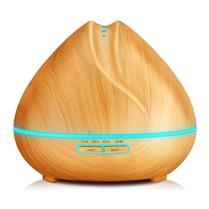 Peach Shape Wood Grain Remote Control Ultrasonic Humidifier Aromatherapy Machine Automatic Alcohol Sprayer with LED Lights, Capacity: 400mL, AU Plug (Light Wood Color) - Home & Garden by buy2fix | Online Shopping UK | buy2fix