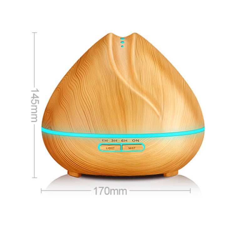 Peach Shape Wood Grain Remote Control Ultrasonic Humidifier Aromatherapy Machine Automatic Alcohol Sprayer with LED Lights, Capacity: 400mL, AU Plug (Light Wood Color) - Home & Garden by buy2fix | Online Shopping UK | buy2fix