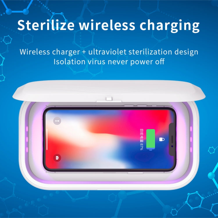 RQW-168 10W Wireless Charging Sterilization Box Smartphone Sterilizer UV Light Disinfection Cleaning Box(White) - Sterilizers by buy2fix | Online Shopping UK | buy2fix