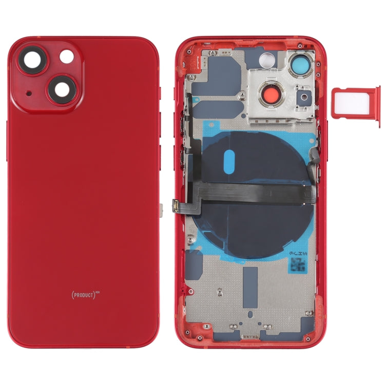 For iPhone 13 mini Battery Back Cover with Side Keys & Card Tray & Power + Volume Flex Cable & Wireless Charging Module(Red) - Repair & Spare Parts by buy2fix | Online Shopping UK | buy2fix