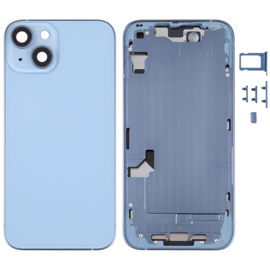 For iPhone 14 Battery Back Cover with Middle Frame / Side Keys(Blue) - Repair & Spare Parts by buy2fix | Online Shopping UK | buy2fix