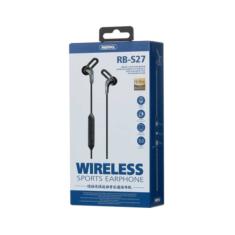 REMAX RB-S27 Sports Music Bluetooth V5.0 Wireless Earphone, Support Hands-free (Black) - Neck-mounted Earphone by REMAX | Online Shopping UK | buy2fix