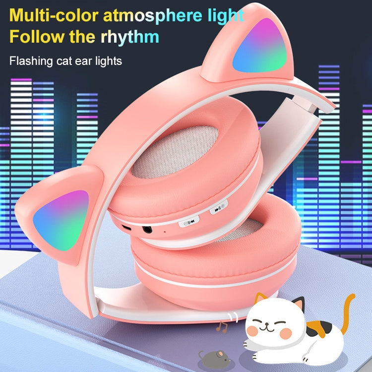 B39 Cat Ear Design LED Gradient Light Wireless Bluetooth Headset(Pink) - Multimedia Headset by buy2fix | Online Shopping UK | buy2fix