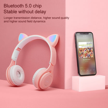 M6 Luminous Cat Ears Two-color Foldable Bluetooth Headset with 3.5mm Jack & TF Card Slot(Blue) - Headset & Headphone by buy2fix | Online Shopping UK | buy2fix