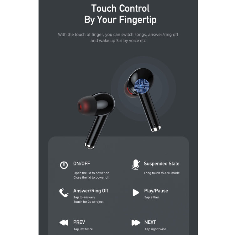 awei TA8 Bluetooth 5.2 ANC Active Noise Reduction Wireless Bluetooth Earphone (Black) - Bluetooth Earphone by awei | Online Shopping UK | buy2fix