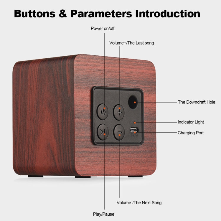 Q1 Wooden Mini Portable Mega Bass Wireless Bluetooth Speaker(Red) - Mini Speaker by buy2fix | Online Shopping UK | buy2fix