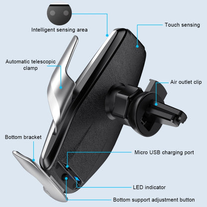 S7 15W QI 360 Degree Rotatable Infrared Induction Car Air Outlet Wireless Charging Mobile Phone Holder for 4.0-6.5 inch Mobile Phones(Gold) - In Car by buy2fix | Online Shopping UK | buy2fix