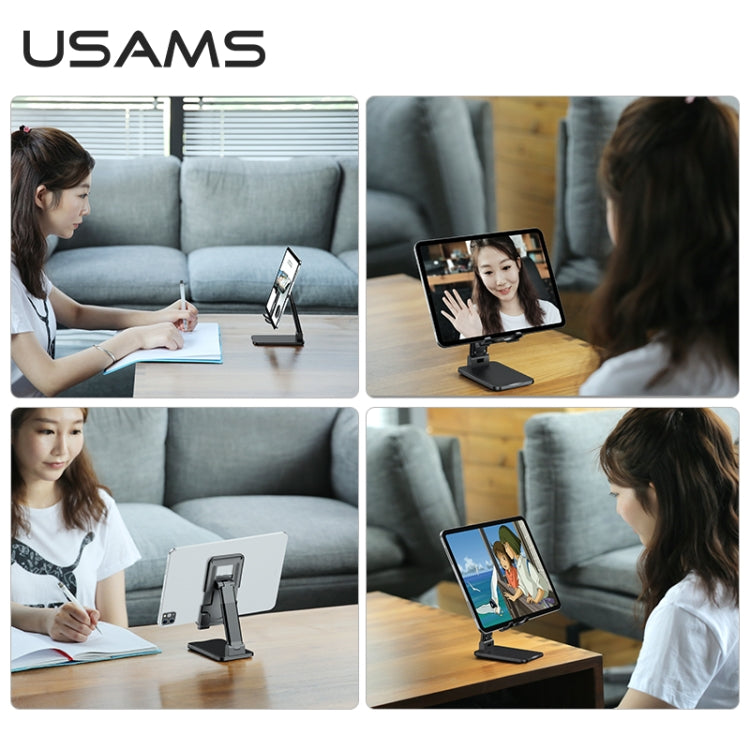 USAMS US-ZJ059 Retractable Mobile Phone Tablet Desktop Stand Holder (Black) - Desktop Holder by USAMS | Online Shopping UK | buy2fix