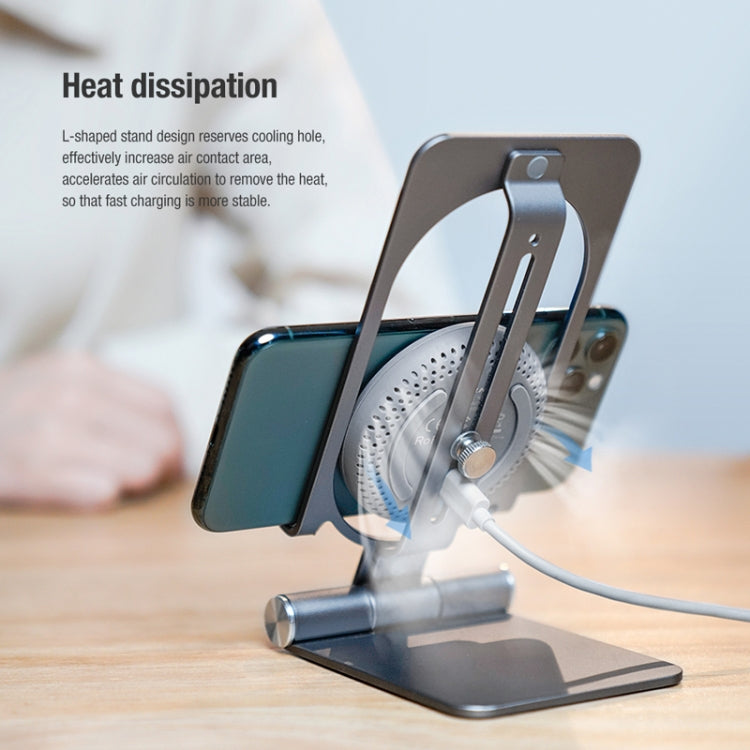 NILLKIN 2 in 1 15W PoweHold Mini Vertical Foldable Detachable Wireless Charger Mobile Phone Holder (Silver) - Apple Accessories by NILLKIN | Online Shopping UK | buy2fix