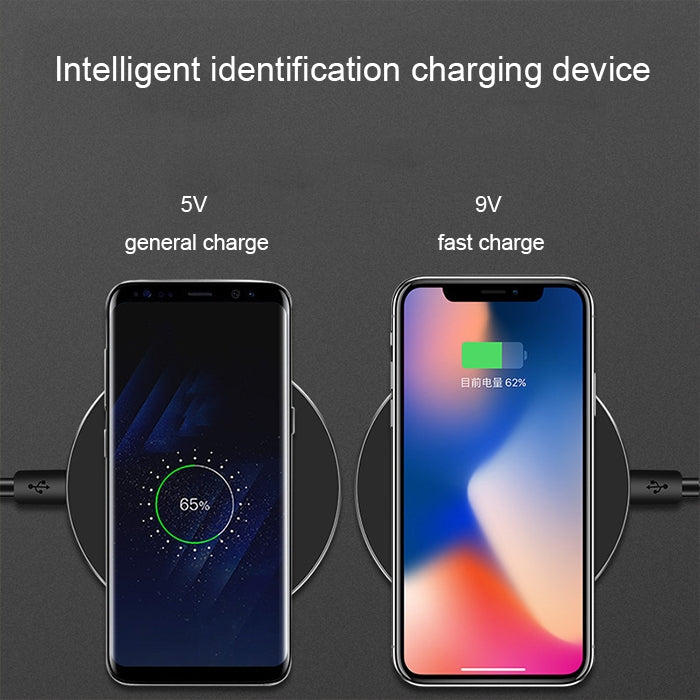 GY-68 Ultra-Thin Aluminum Alloy Wireless Fast Charging Qi Charger Pad(Black Red) - Wireless Charger by buy2fix | Online Shopping UK | buy2fix