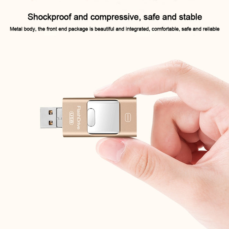 32GB USB 3.0 + 8 Pin + Mirco USB Android iPhone Computer Dual-use Metal Flash Drive (Rose Gold) - U Disk & Card Reader by buy2fix | Online Shopping UK | buy2fix