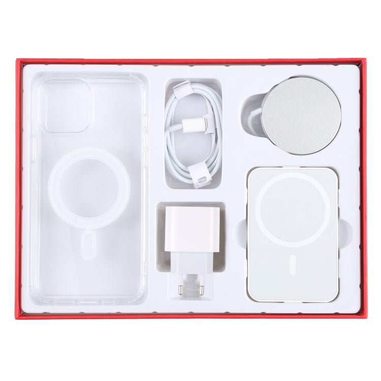 5 in 1 Data Cable + Travel Charger + Wired / Wireless MagSafe Magnetic Wireless Charger + MagSafe Magnetic Phone Case Digital Gift Box Set for iPhone 13, EU Plug(Red) - Apple Accessories by buy2fix | Online Shopping UK | buy2fix