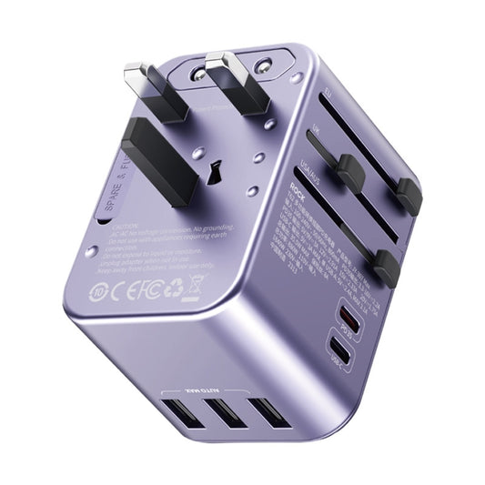 ROCK T62 35.5W Global Travel Multifunctional Plug PD Charger Power Adapter(Purple) - Plug Adaptor by ROCK | Online Shopping UK | buy2fix
