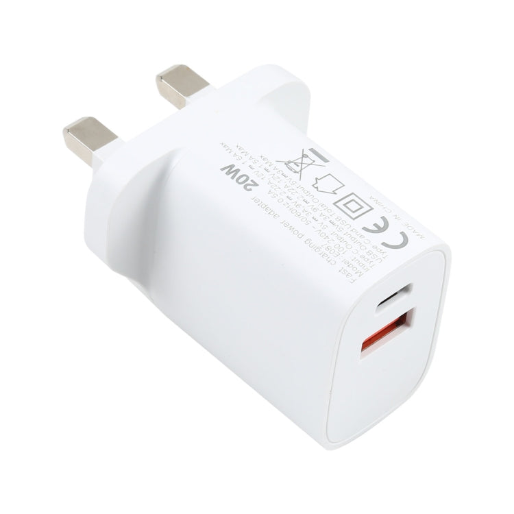 E087 20W USB-C / Type-C + USB Ports Fast Charging Travel Charger, UK Plug - USB Charger by buy2fix | Online Shopping UK | buy2fix