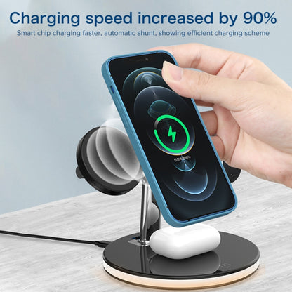 3 in 1 15W Multi-function Magnetic Wireless Charger for Mobile Phones & Apple Watches & AirPods 1 / 2 / Pro, with Colorful LED Light(White) - Apple Accessories by buy2fix | Online Shopping UK | buy2fix