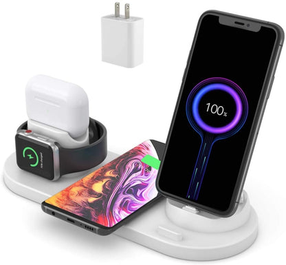 HQ-UD15-upgraded 6 in 1 Wireless Charger For iPhone, Apple Watch, AirPods and Other Android Phones(White) - Apple Accessories by buy2fix | Online Shopping UK | buy2fix