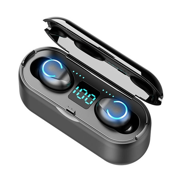 F9-8 TWS CVC8.0 Noise Cancelling Touch Mini Bluetooth Earphone with Charging Box, Support Three-screen LED Power Display & Mobile Phone Holder & Call & Voice Assistant(Black) - TWS Earphone by buy2fix | Online Shopping UK | buy2fix