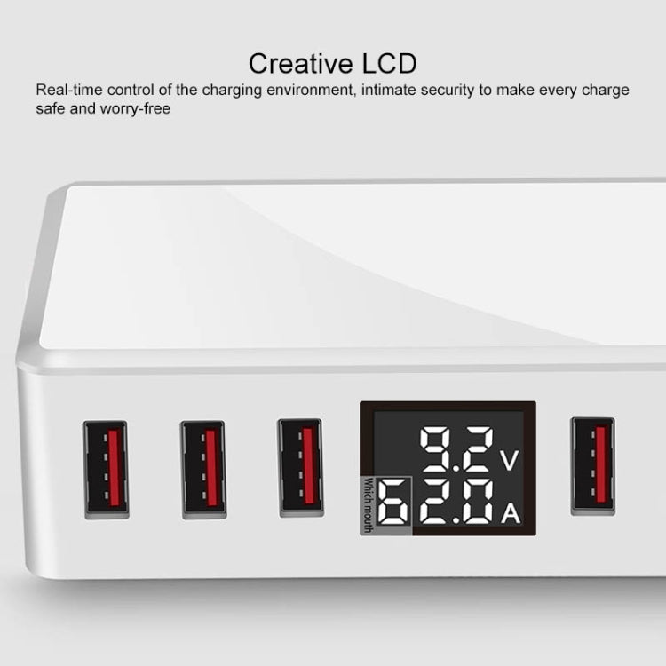 WLX-T9+ 40W 6 In 1 Multi-function Mini Smart Digital Display USB Charger(White) - Multifunction Charger by buy2fix | Online Shopping UK | buy2fix