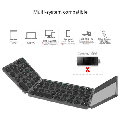 B052 Universal Round Keycap Mini Three-fold Bluetooth Wireless Keyboard with Touchpad (Black) - Mini Keyboard by buy2fix | Online Shopping UK | buy2fix