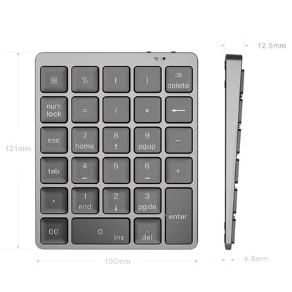 N960 Ultra-thin Universal Aluminum Alloy Rechargeable Wireless Bluetooth Numeric Keyboard (Grey) - Mini Keyboard by buy2fix | Online Shopping UK | buy2fix