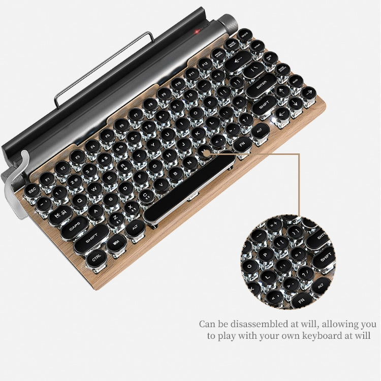 TW1867 Round Retro Punk Keycap Mechanical Wireless Bluetooth Keyboard (Wood) - Computer & Networking by buy2fix | Online Shopping UK | buy2fix