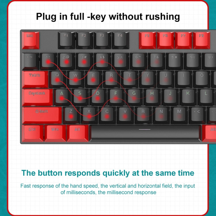 FOREV FV-301 87-keys Blue Axis Mechanical Gaming Keyboard, Cable Length: 1.6m(Black Red) - Wired Keyboard by buy2fix | Online Shopping UK | buy2fix