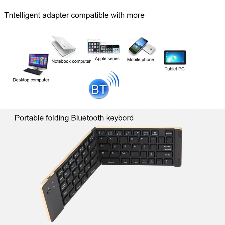 F66 Foldable Bluetooth Wireless 66 Keys Keyboard, Support Android / Windows / iOS (Silver) - Wireless Keyboard by buy2fix | Online Shopping UK | buy2fix