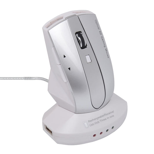 MZ-011 2.4GHz 1600DPI Wireless Rechargeable Optical Mouse with HUB Function(Silver) - Computer & Networking by buy2fix | Online Shopping UK | buy2fix