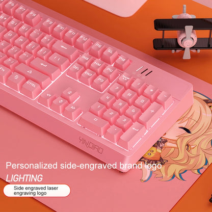 YINDIAO K300 USB Detachable Panel Mechanical Lighting Blue Shaft Gaming Wired Keyboard (Pink) - Wired Keyboard by YINDIAO | Online Shopping UK | buy2fix