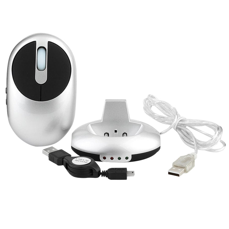 MZ-012 2.4G 1200 DPI Wireless Rechargeable Optical Mouse with 3 Ports USB HUB / Charging Dock(Silver) - Wireless Mice by buy2fix | Online Shopping UK | buy2fix