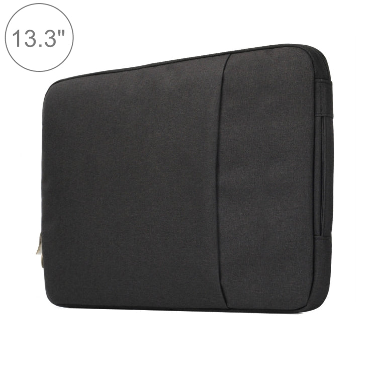 13.3 inch Universal Fashion Soft Laptop Denim Bags Portable Zipper Notebook Laptop Case Pouch for MacBook Air / Pro, Lenovo and other Laptops, Size: 35.5x26.5x2cm(Black) - 13.3 inch by buy2fix | Online Shopping UK | buy2fix