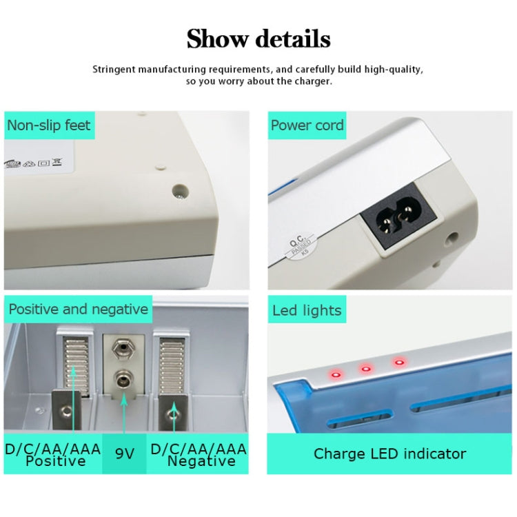 AC 100-240V 4 Slot Battery Charger for AA & AAA & C / D Size Battery, EU Plug - Consumer Electronics by buy2fix | Online Shopping UK | buy2fix