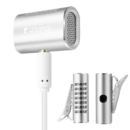 Yanmai R977 Recording Clip-on Lapel Mic Lavalier Omni-directional Double Condenser Microphone, Compatible with PC/iPad/Android and others, for Live Broadcast, Show, KTV, etc (Silver) - Consumer Electronics by Yanmai | Online Shopping UK | buy2fix