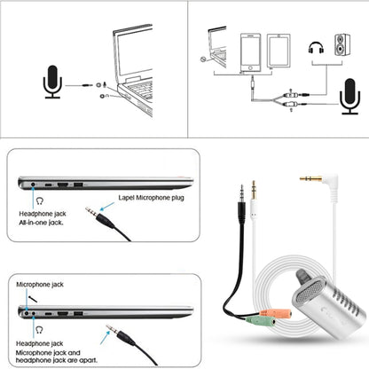 Yanmai R977 Recording Clip-on Lapel Mic Lavalier Omni-directional Double Condenser Microphone, Compatible with PC/iPad/Android and others, for Live Broadcast, Show, KTV, etc (Silver) - Consumer Electronics by Yanmai | Online Shopping UK | buy2fix