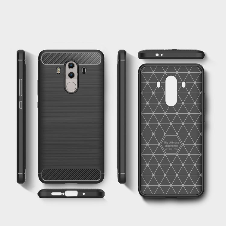 For Huawei  Mate 10 Pro Brushed Texture Carbon Fiber Shockproof TPU Rugged Armor Protective Case (Red) - Mobile Accessories by buy2fix | Online Shopping UK | buy2fix