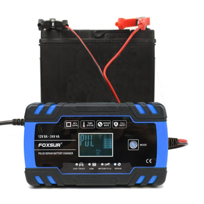 FOXSUR 12V-24V Car Motorcycle Truck Repair Battery Charger AGM Charger, EU Plug (Blue) - Battery Charger by FOXSUR | Online Shopping UK | buy2fix