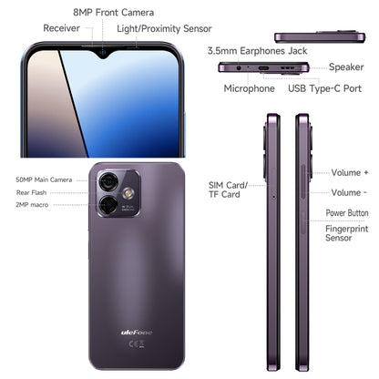 Ulefone Note 16 Pro, 8GB+256GB, Dual Back Cameras, Face ID & Side Fingerprint Identification, 4400mAh Battery, 6.52 inch Android 13 Unisoc T606 Octa Core up to 1.6GHz, Network: 4G, Dual SIM, OTG (Purple) - Ulefone by Ulefone | Online Shopping UK | buy2fix