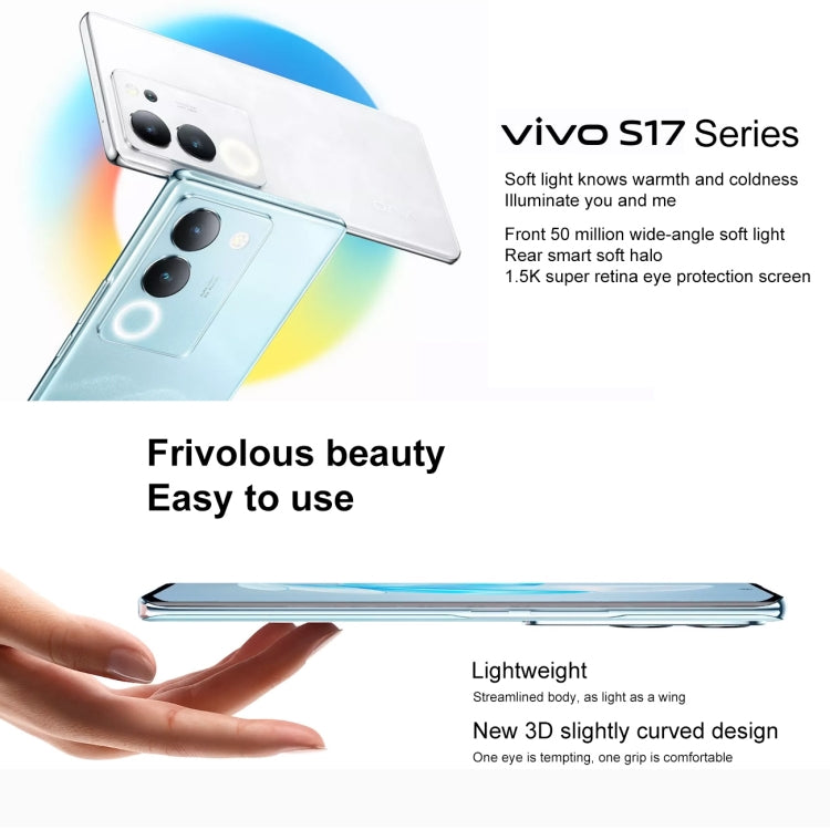 vivo S17 Pro 5G, 50MP Camera, 12GB+512GB, Triple Back Cameras, Srceen Fingerprint Identification, 4600mAh Battery, 6.78 inch Android 13 OriginOS 3 Dimensity 8200 Octa Core up to 3.1GHz, OTG, NFC, Network: 5G(Blue) - vivo by vivo | Online Shopping UK | buy2fix