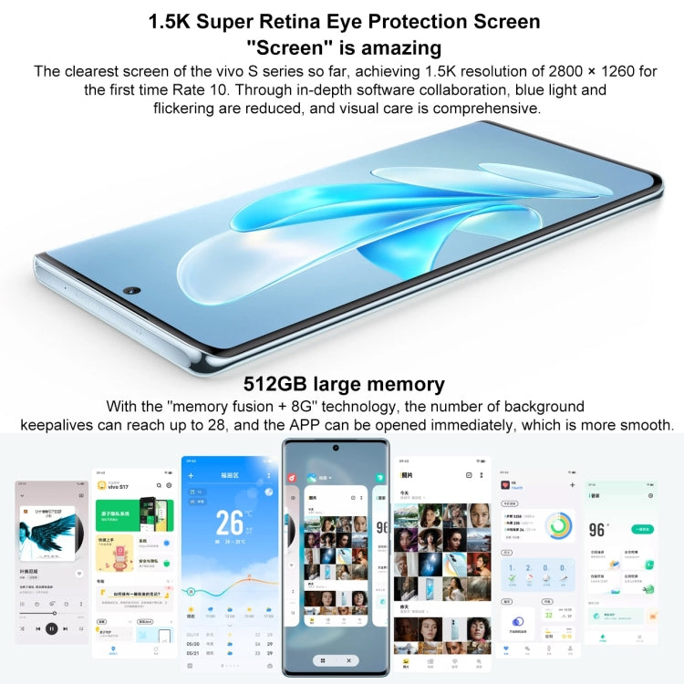 vivo S17 Pro 5G, 50MP Camera, 12GB+512GB, Triple Back Cameras, Srceen Fingerprint Identification, 4600mAh Battery, 6.78 inch Android 13 OriginOS 3 Dimensity 8200 Octa Core up to 3.1GHz, OTG, NFC, Network: 5G(Blue) - vivo by vivo | Online Shopping UK | buy2fix