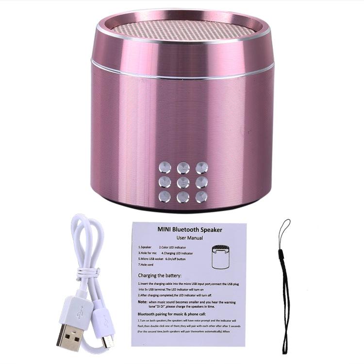 PTH-02 Portable True Wireless Stereo Mini Bluetooth Speaker with LED Indicator & Sling(Pink) - Mini Speaker by buy2fix | Online Shopping UK | buy2fix