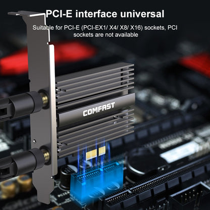 COMFAST CF-AX210 PRO 5374Mbps Tri-band + Bluetooth 5.2 Wireless WiFi6E PCI-E Network Card with Heat Sink - USB Network Adapter by COMFAST | Online Shopping UK | buy2fix