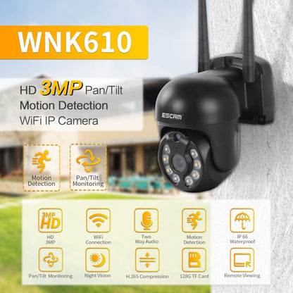 ESCAM WNK610 3.0 Million Pixels Wireless Dome IP Camera, Support Motion Detection & Two-way Audio & Full-color Night Vision & TF Card, EU Plug - Security by ESCAM | Online Shopping UK | buy2fix