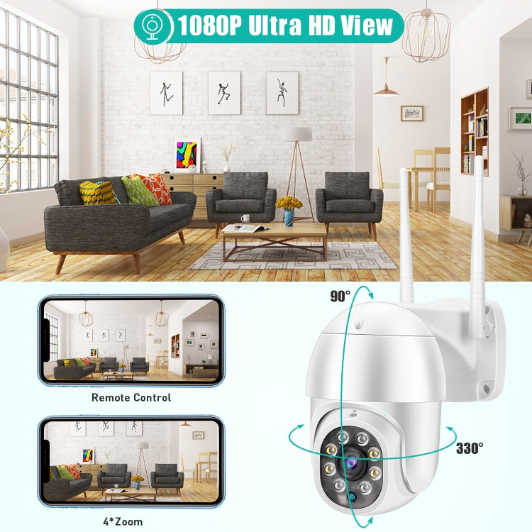 QX43-2 1080P 2.0MP Lens IP66 Waterproof PTZ Rotating WIFI Camera, Support Infrared Night Vision & Two-way Voice Intercom & Motion Detection & 128GB TF Card, US Plug - Security by buy2fix | Online Shopping UK | buy2fix